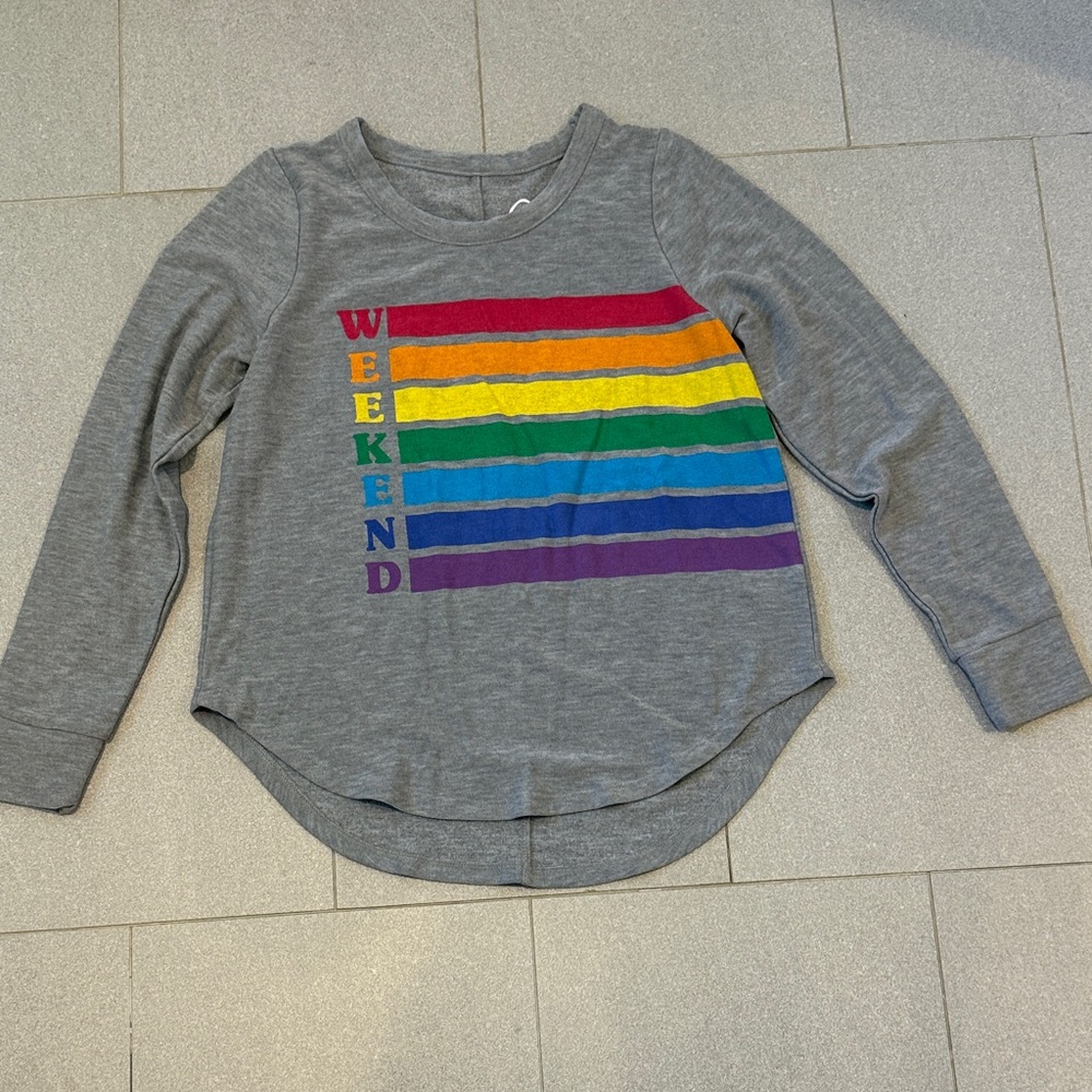 Gray Women’s Shirt with Rainbow Stripes